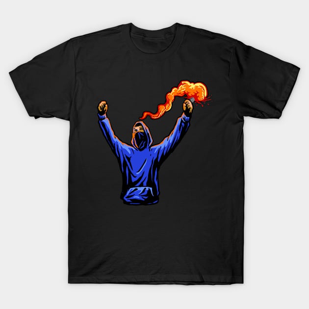 Footbal Fan with Pyro T-Shirt by Realfashion